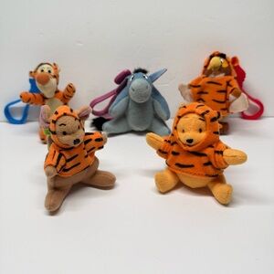 Vintage Disney Winnie Pooh Tigger Movie Plush Bag Clips McDonalds Toys Lot of 5